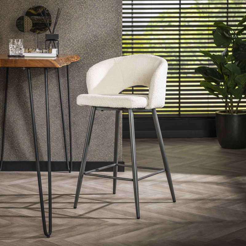 Coffeyville Upholstered Counter Stool with Metal Frame, White