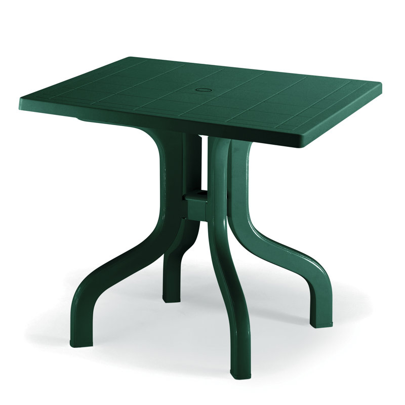 Leela Square Folding Outdoor Dining Table With Umbrella Hole , 80cm cm W 80cm cm D, Green