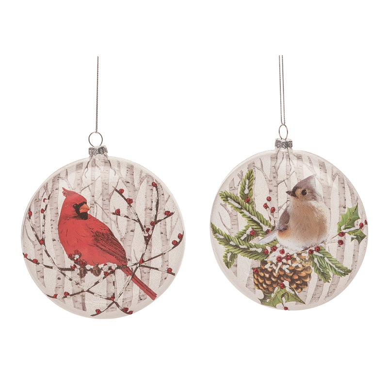  Ensemble de 2 décorations de Noël en verre peint à la main