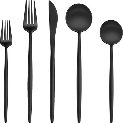 Ensemble de couverts en acier inoxydable 60 pièces pour 12 personnes, ensemble de coutellerie moderne à finition mate avec cuillères, fourchettes et couteaux, va au lave-vaisselle pour la cuisine à la maison ou à l'hôtel