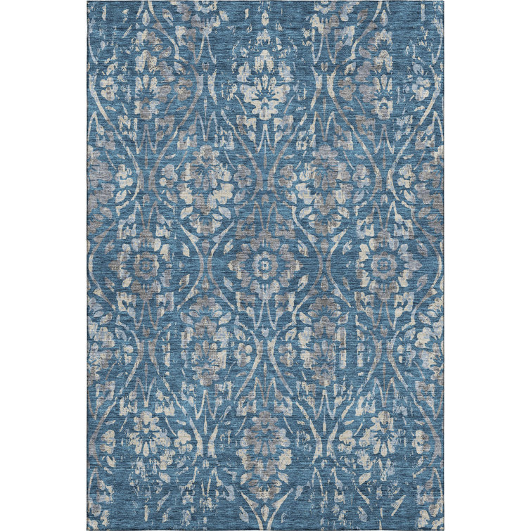 Premium Machine Washable Prisco Blue Rug