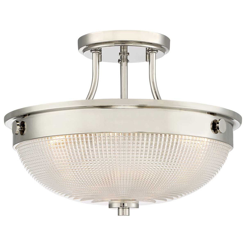 Baderbräu Glass Semi Flush Mount, Polished Nickel