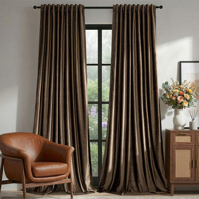 Ensemble de 2 rideaux isolants 100% isolants en velours pour le salon et la chambre à coucher (ensemble de 2)