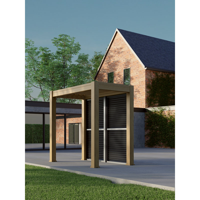 Saturn 2.5m x 1.5m Aluminium Wood Effect BBQ Pergola with Accessories, Yes