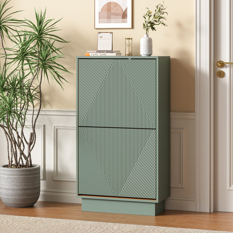 8 Pair Flip Down Shoe Storage, Green