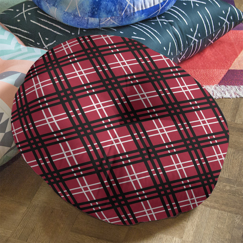 Housse de coussin ronde Atlanta football Luxury, 26 po x 26 po, Rouge / blanc / noir