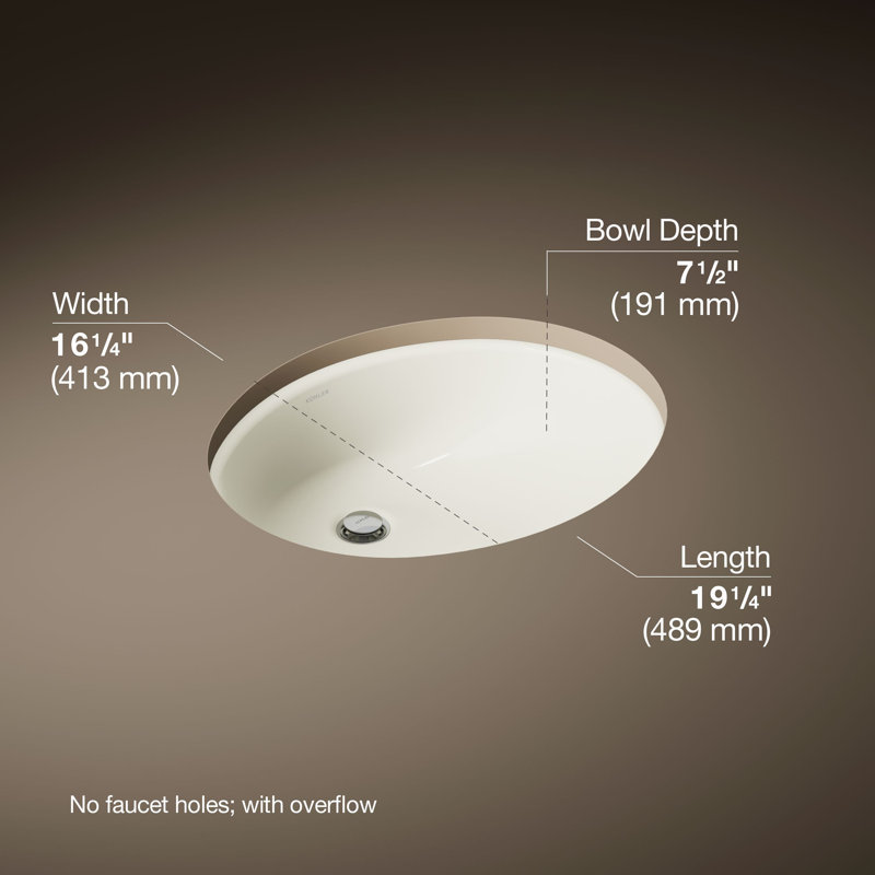 Caxton Vitreous China Oval Undermount Bathroom Sink and Glazed Underside, Biscuit