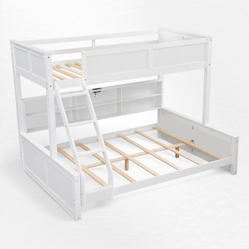 Bunk Bed With Storage, Twin XL Over Queen, Antique White