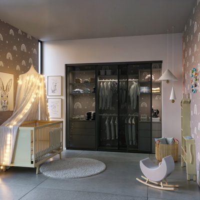 3 Panel Smoked Glass Sliding Closet
