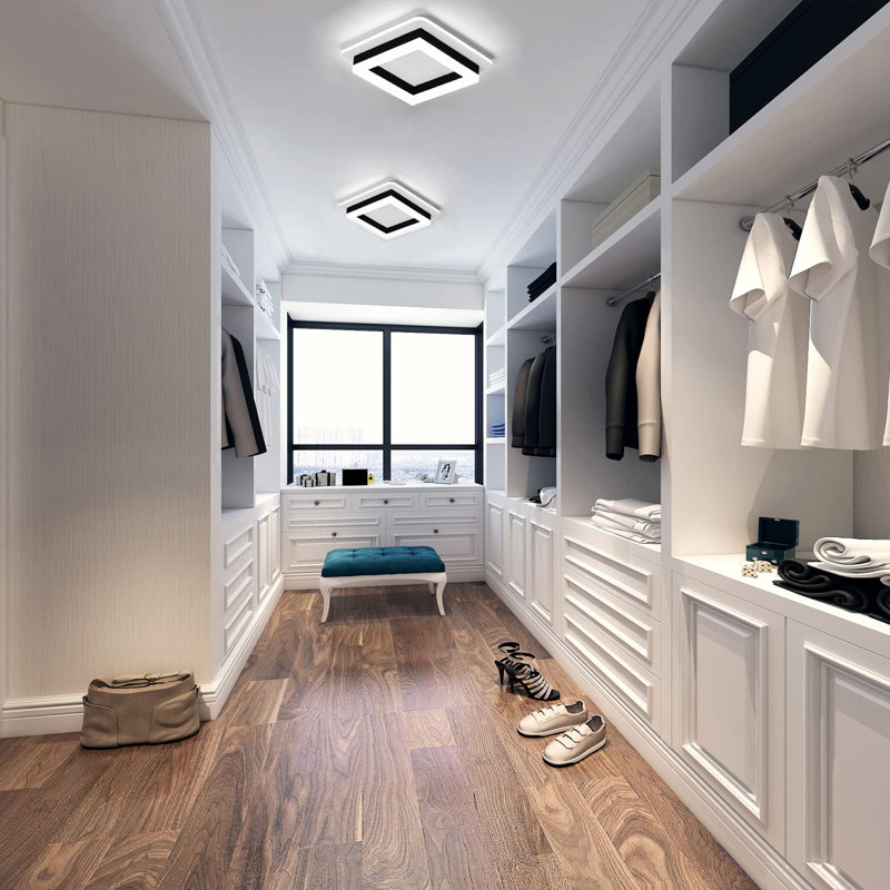 Plafonnier carré carré moderne à DEL, plafonnier de couloir encastré noir 24 W, petit plafonnier près du salon, cuisine, balcon, vestiaire (blanc froid, 6 000 K)