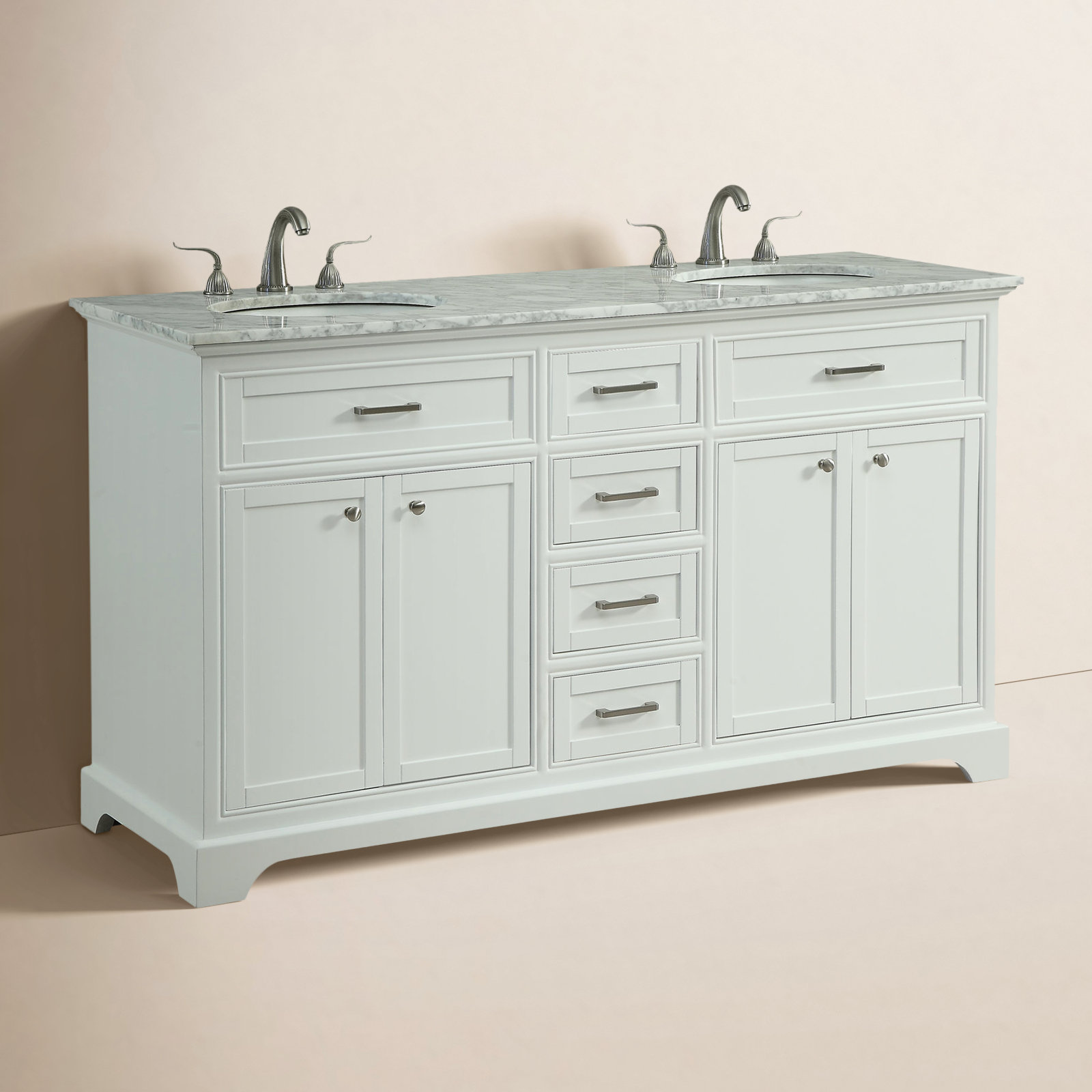 Hermes 60'' Double Bathroom Vanity, White