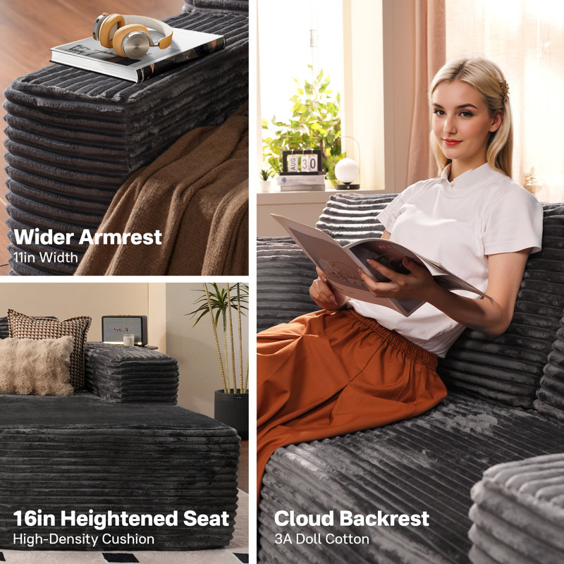 Cozza Boneless 2 - Piece Upholstery Compression Sofa, No Assembly Required Sectional Free Combination Couch with L-Shape Chaise