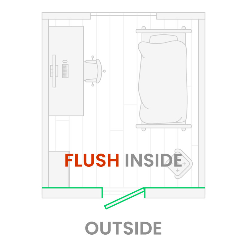 Invisible Frameless Door Manufactured Wood Solid Core Reverse Interior Door, 32" x 80", Left, Primed White