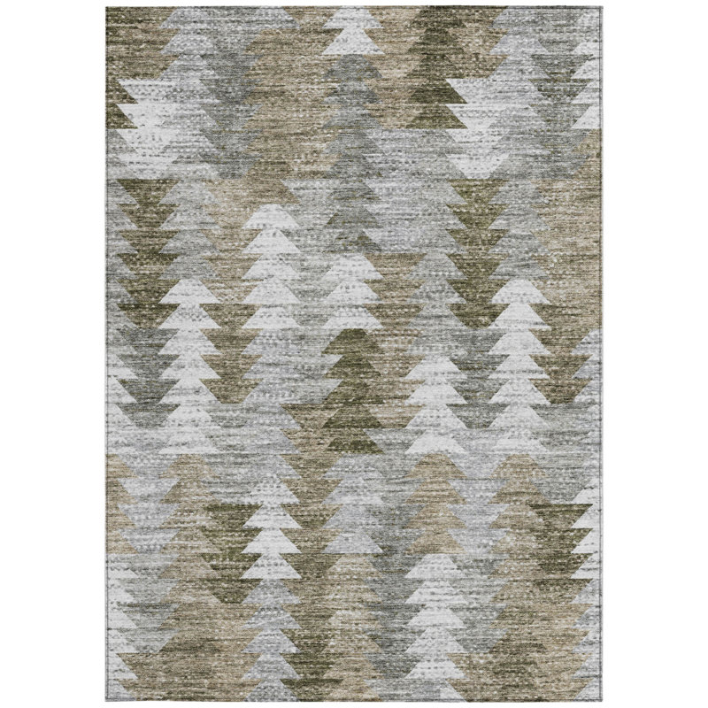 Tapis intérieur lavable à motif géométrique 9 pi x 12 pi beige