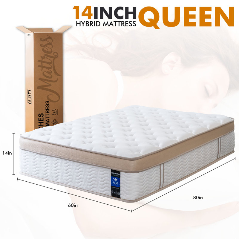 Medium Hybrid Mattress With Cooling Gel Foam  With Certipur-Us Certified Pocket Spring, Pressure Relief, Motion Isolation