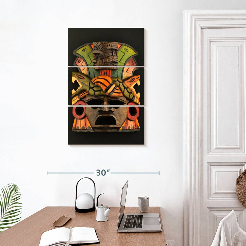 Senne Aztec Wooden Mask, 32" H x 20" W