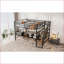 Lit mezzanine double en métal avec escalier, table de rangement basse et amp; Tablettes - noir, aucun sommier nécessaire-746019406