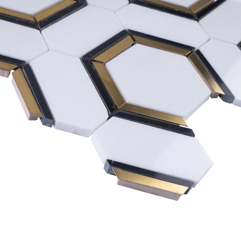 Natural Dorato 3" x 3" Marble Honeycomb Mosaic Wall Tile