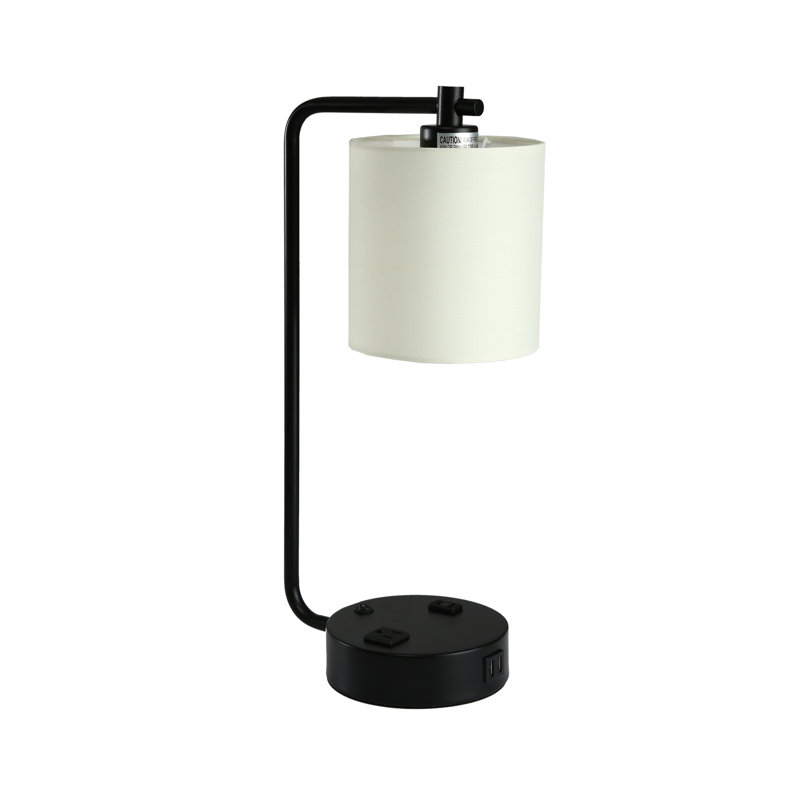19" Crewe Metal Table Lamp with USB and  AC Outlet