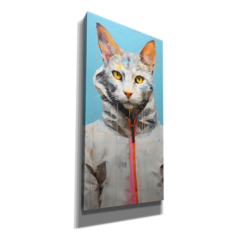 «Cool Cat 1» par Sean Parnell, art mural sur toile, H 40 po x l 20 po x P 1,5 po