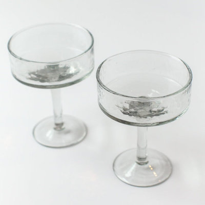 S/4 Handblown Hammered Coupe Cocktail Glasses-smoke
