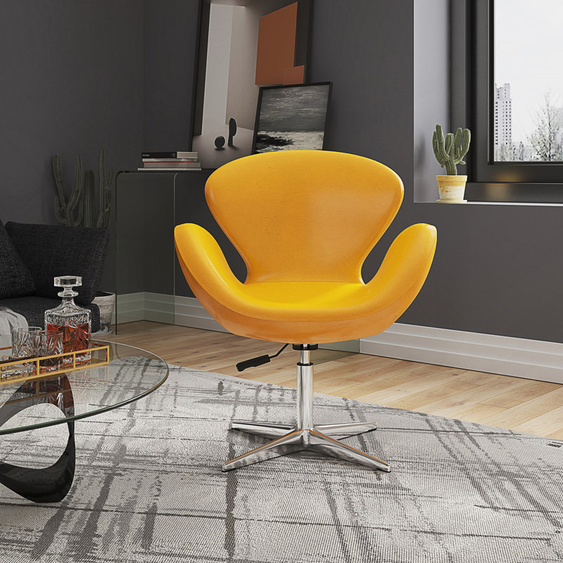 Fauteuil ballon pivotant rembourré en laine Raspberry, Jaune