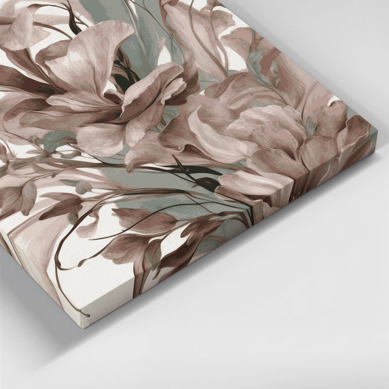 «Abstract Florals 1», art mural sur toile grise, H 32 po x l 32 po