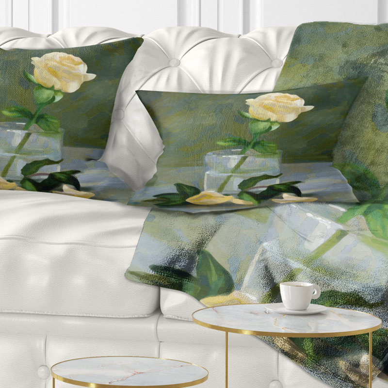 Coussin lombaire en verre rose floral