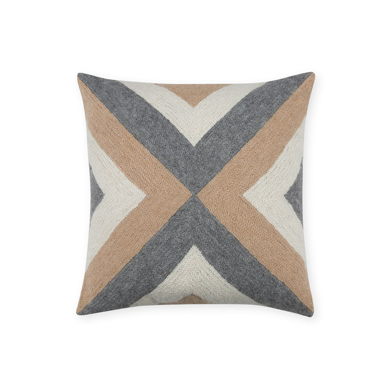 Grinda Square Pillow Cover and Insert, Camel/Gray