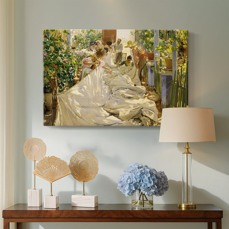 Sewing the Sail (Cosiendo la vela)-Joaquín Sorolla-Gallery Wrapped Canvas-1896, 32 x 48