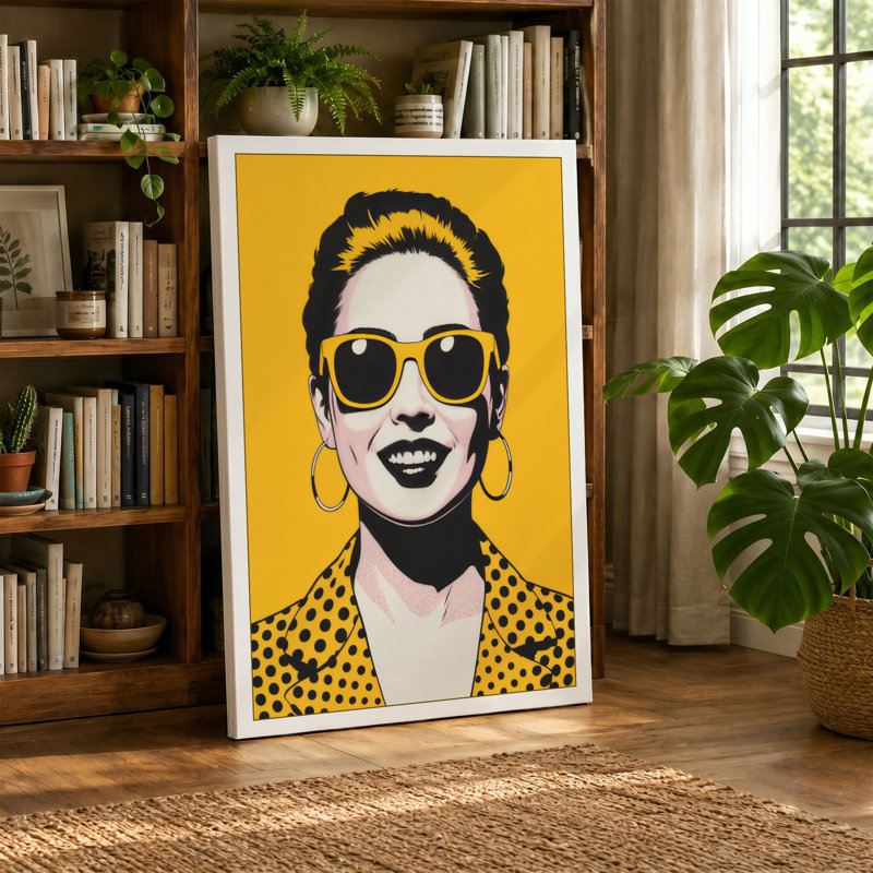 Pop Art Confidence Retro 1 Piece Wrapped Canvas Wall Art, 24x16 - 61.0 x 40.6 cm, Teal Border
