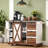 Kitchen Island With Drop Leaf, Barn Door, Power Outlet, And Spice Rack-1148251737
