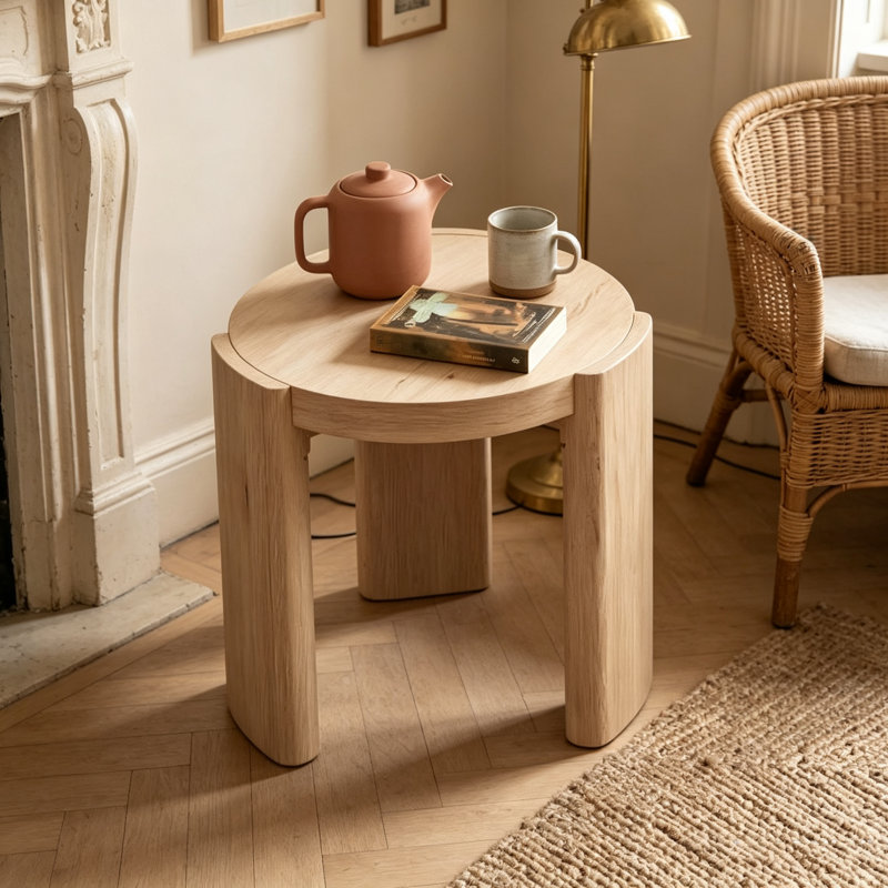 Modern Style Natural Finish Round Dining Table