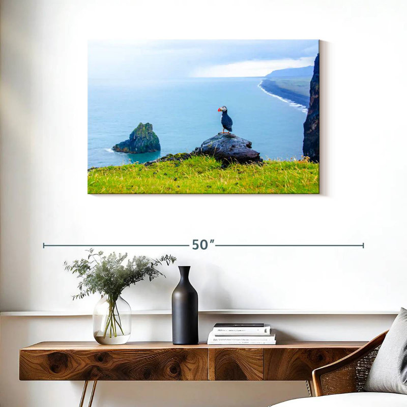 Brampt Puffin Standing On Cliff, 24" H x 36" W