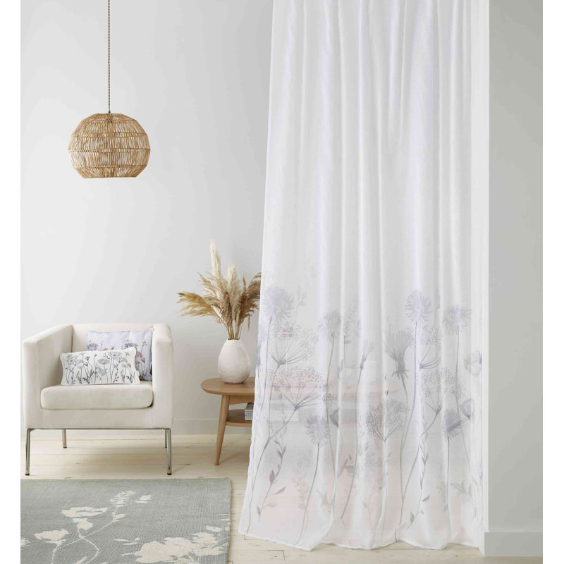 Meadowsweet Floral Tab Top Voile Curtain Panel, 140 W x 229 D cm
