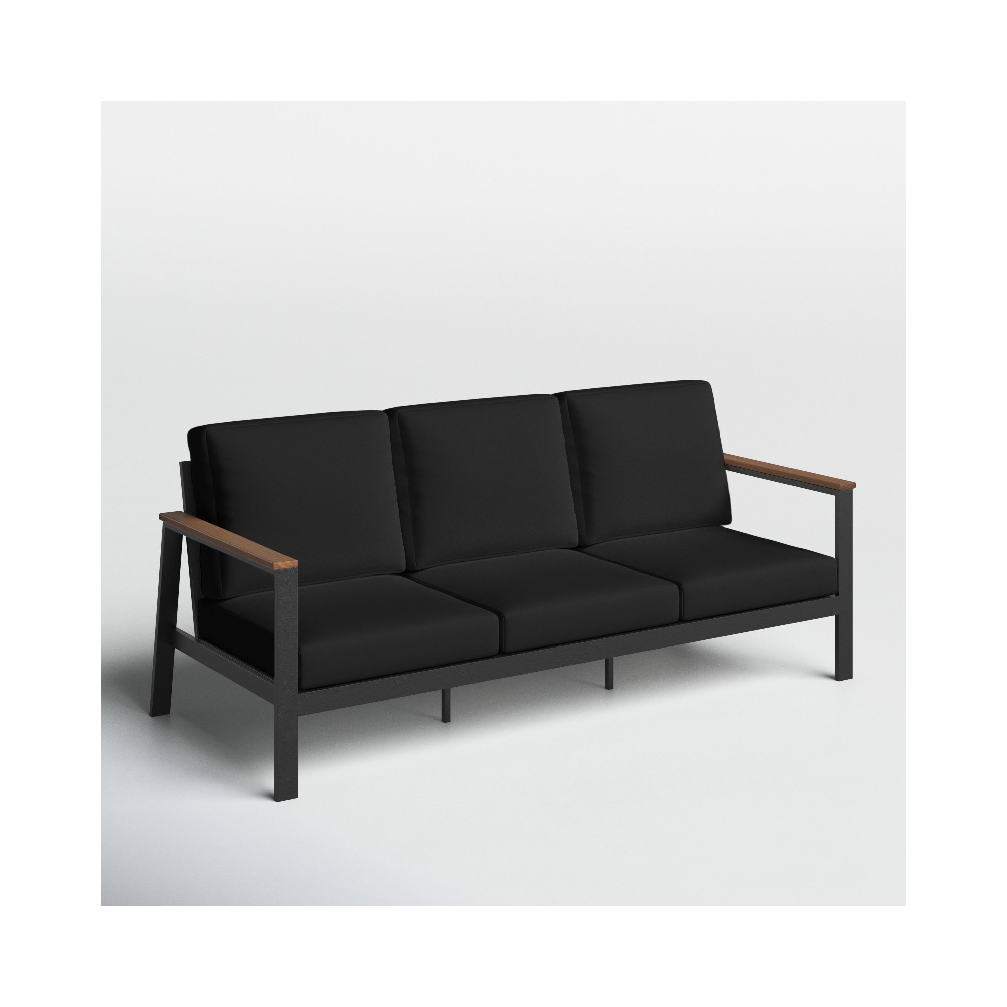 Townsend Outdoor Patio Sofa with Cushions, Canvas Black Sunbrella® Canvas