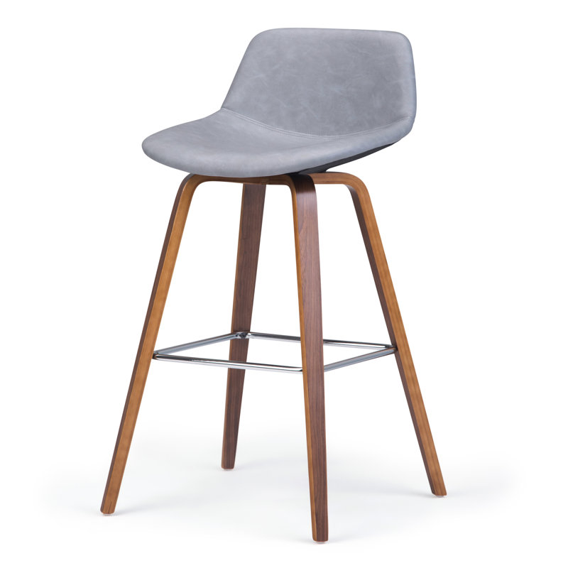 Tabouret de bar et de comptoir Randolph, Similicuir végétalien - gris pierre