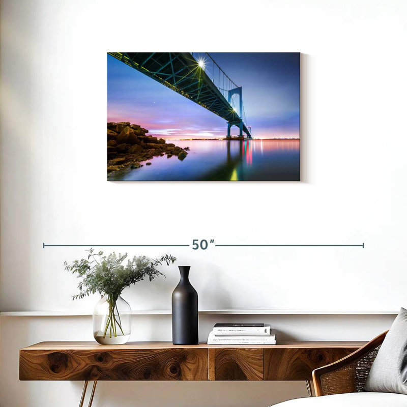 Lilie Whitestone Bridge au crépuscule, H 20 po x l 30 po