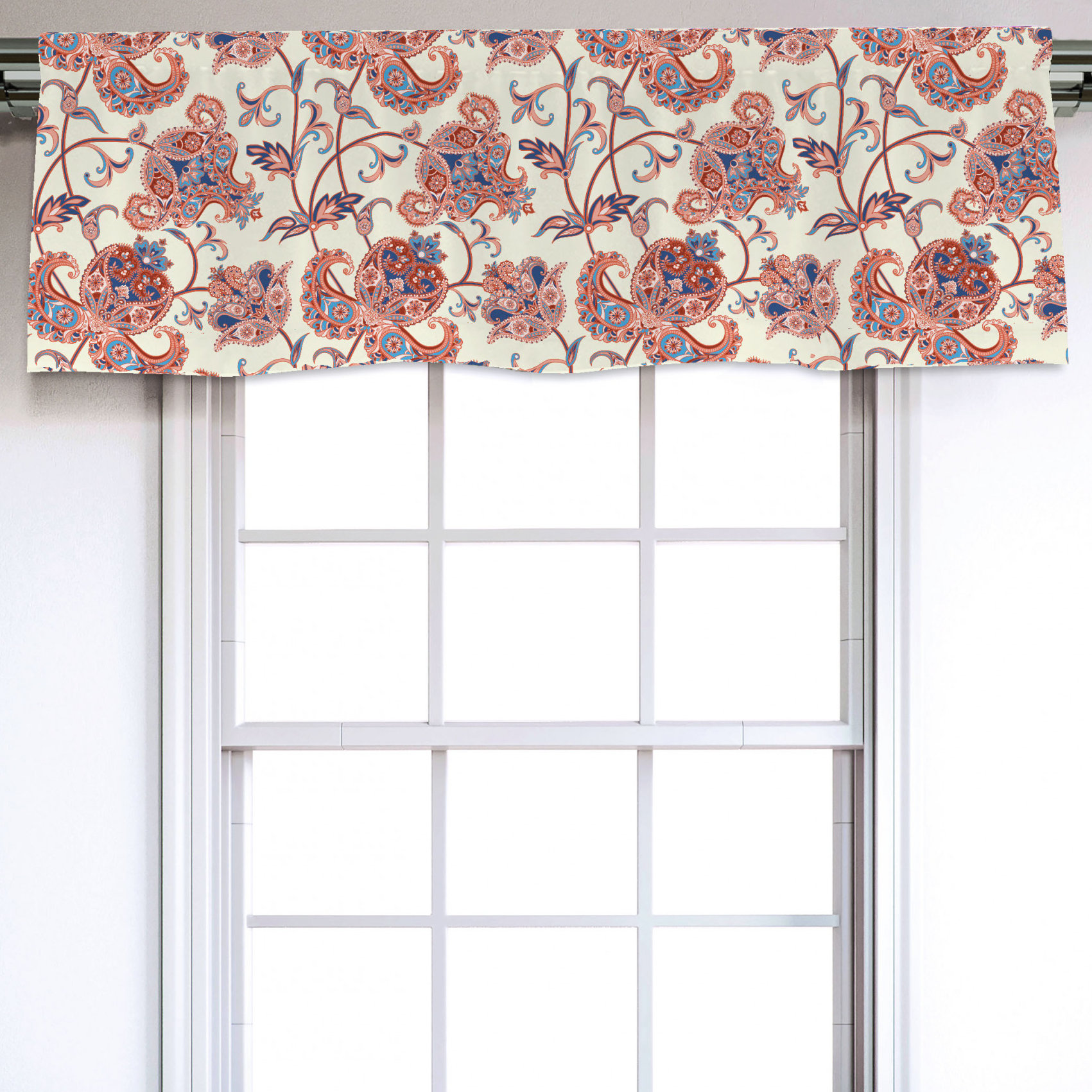 East Urban Home Floral Sateen Ruffled 54'' W Window Valance in | Wayfair