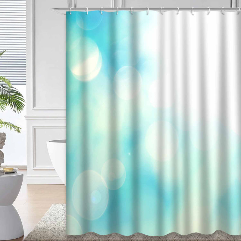 Rideau de douche bleu clair à 12 crochets, 72" L x 84" W