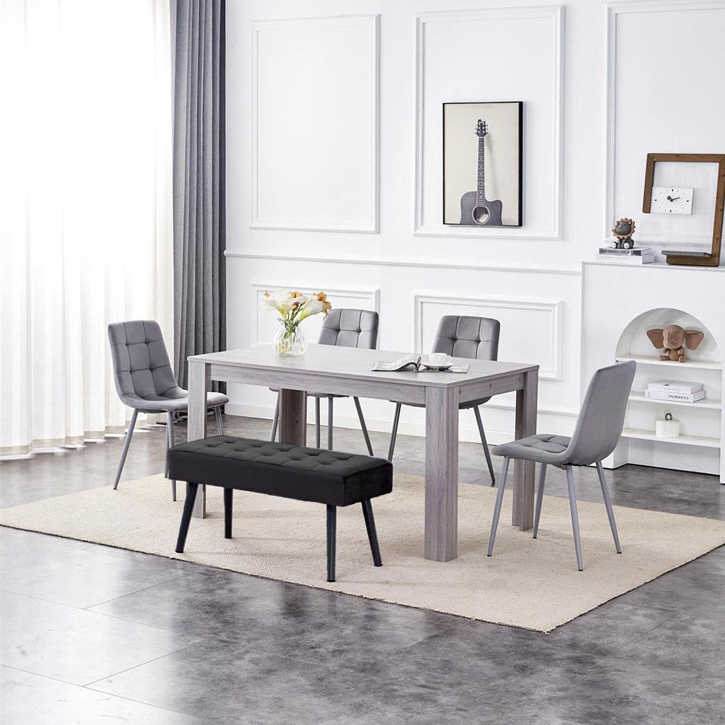 Dining Table and 4 Velvet Chairs With 1 Bench Dining Set Furniture