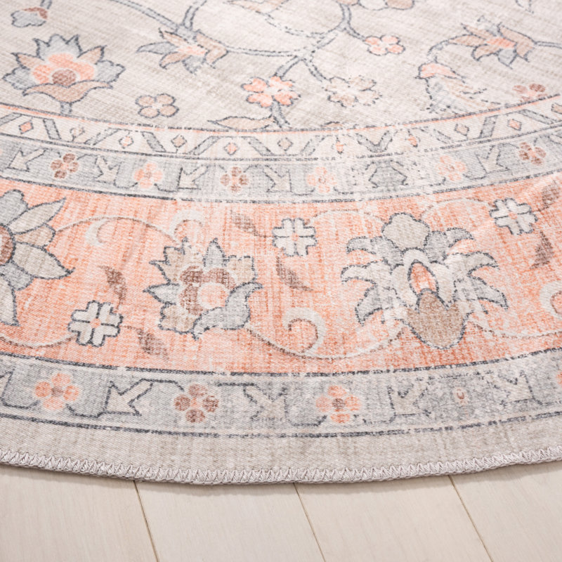 Maritess Machine Washable Southwestern Rug, Round 6'