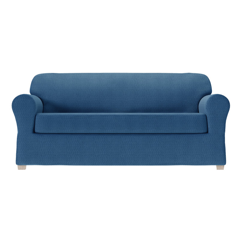 Housse extensible pour canapé à coussins carrés, H 34 po x l 96 po x P 38 po, Mélange de polyester argenté