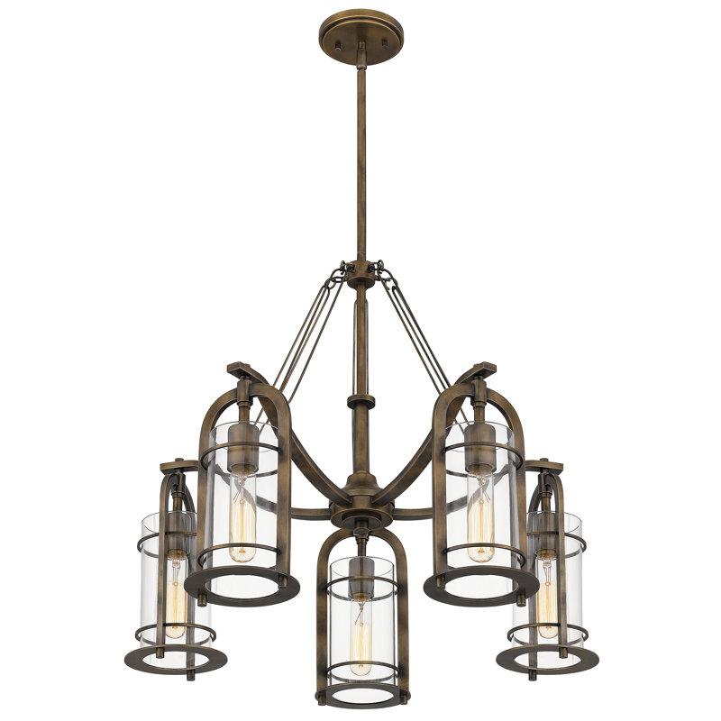 Hailah 5 - Light Steel Dimmable Cylinder Chandelier