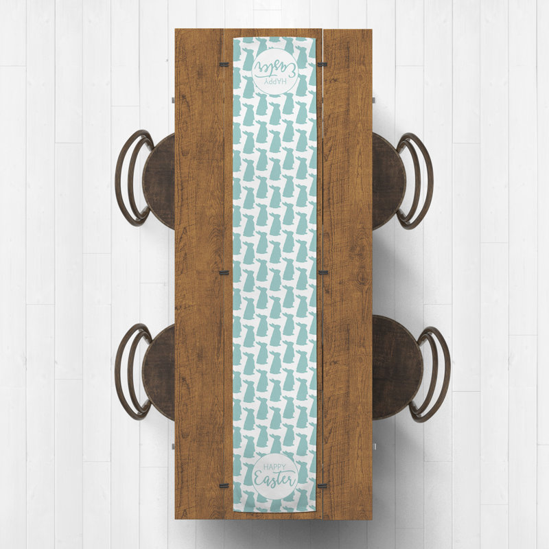 Sauve Geometric Easter Table Runner, 90" L x 16" W, Blue
