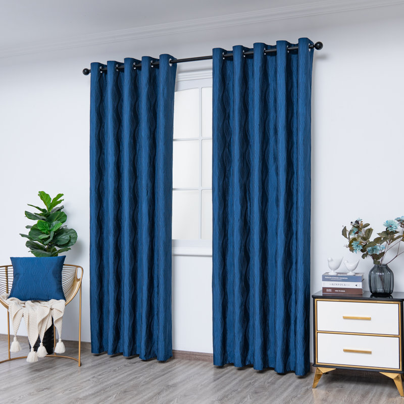 Aazim Room Darkening Curtain Pair, Navy