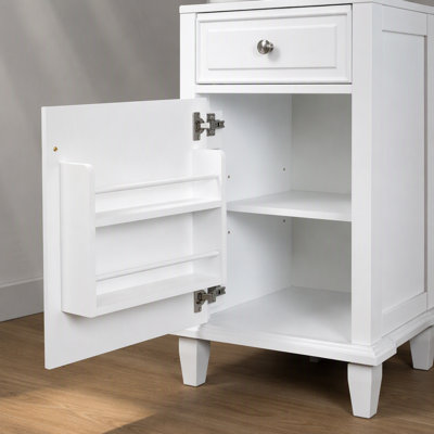 36 Inch Bathroom Vanity with Ceramic Sink Top, Solid Wood Frame, MDF & Poplar Cabinet, Flip Drawers, Adjustable Shelf, and Zinc Alloy Handles, Freestanding Storage Cabinet (Faucet Not Included)