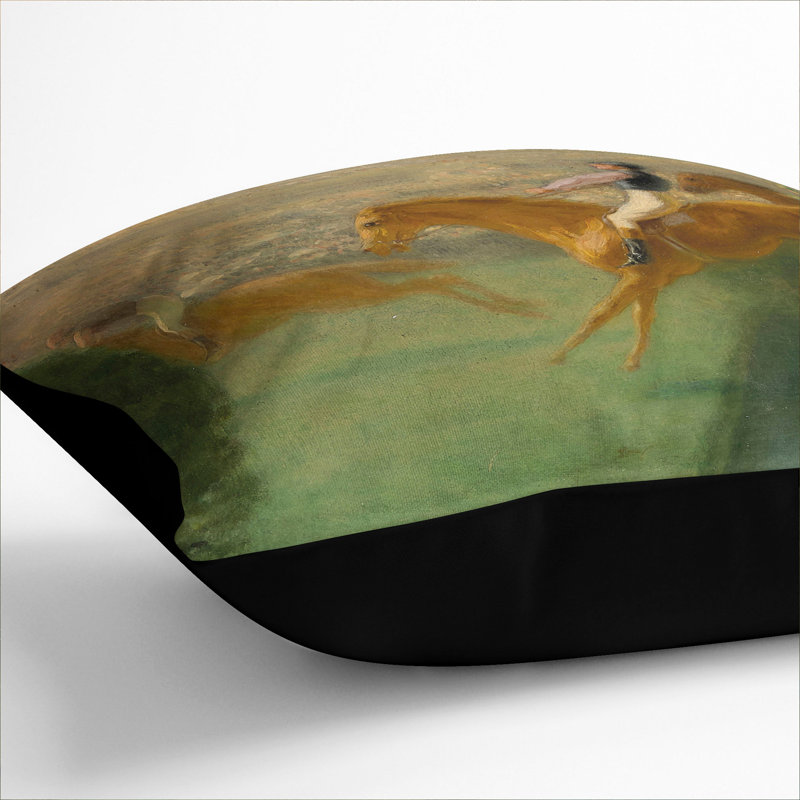 The Horse Race Square Throw Cushion, 55cm H x 55cm W x 20cm D, Black