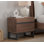 Table de chevet moderne avec 2 tiroirs, table de bout en bois brun rustique pour la chambre à coucher, pieds carrés en fer noir, table de chevet élégante pour le salon, brun
