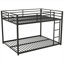 Lit superposé double au-dessus de double à profil bas avec structure en métal noir mat et échelle d'accès intégrée pour les petits espaces de chambre à coucher